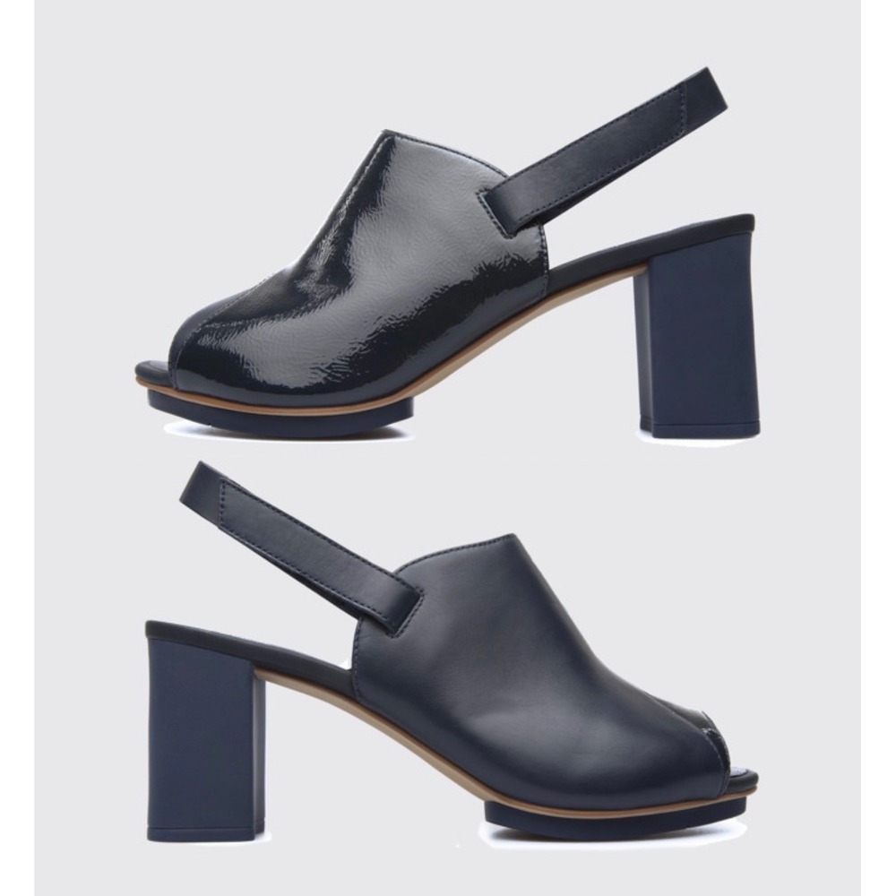 Camper Twins‎ Blue Heels Leather Size 39- 8.5 US